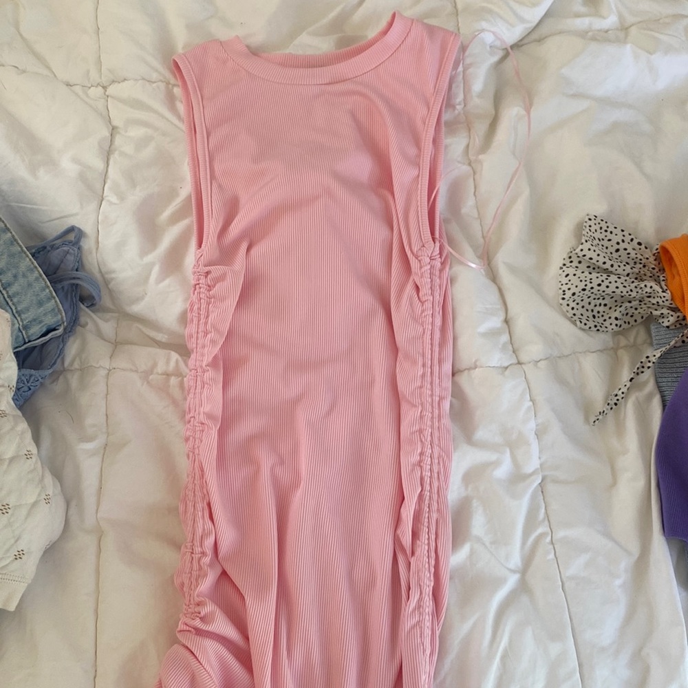 pink adjustable mini dress